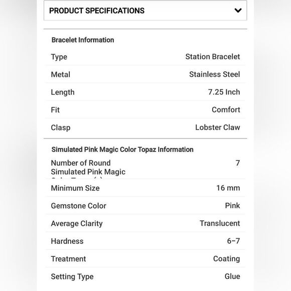 Pink Topaz Seashell Charm Station Bracelet - Picture 6 of 11